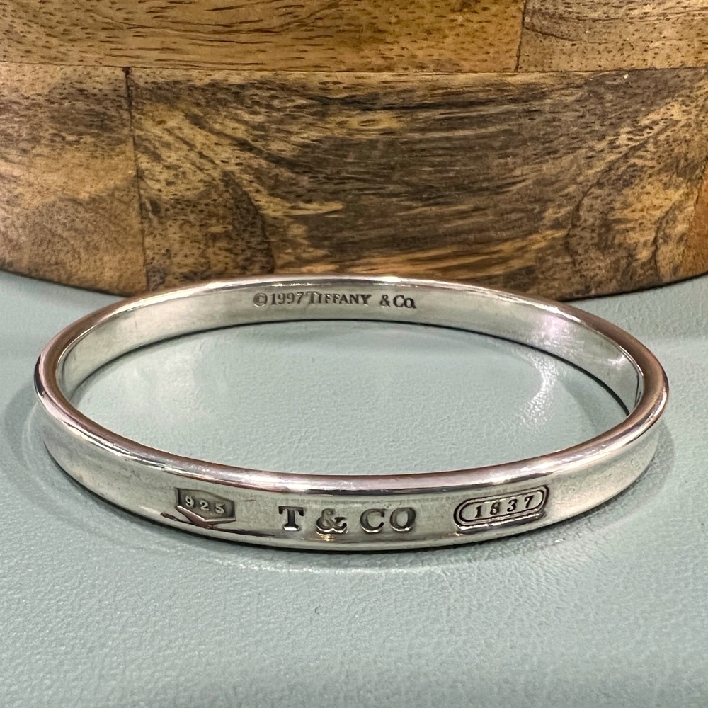 Authentic TIFFANY&Co. 1837 Narrow Bracelet Bangle SV925 Silver